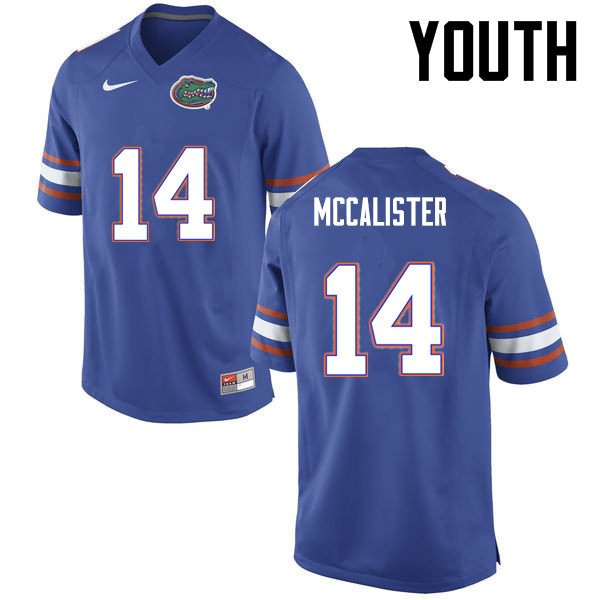 NCAA Florida Gators Alex McCalister Youth #14 Nike Blue Stitched Authentic College Football Jersey CAH2464RB